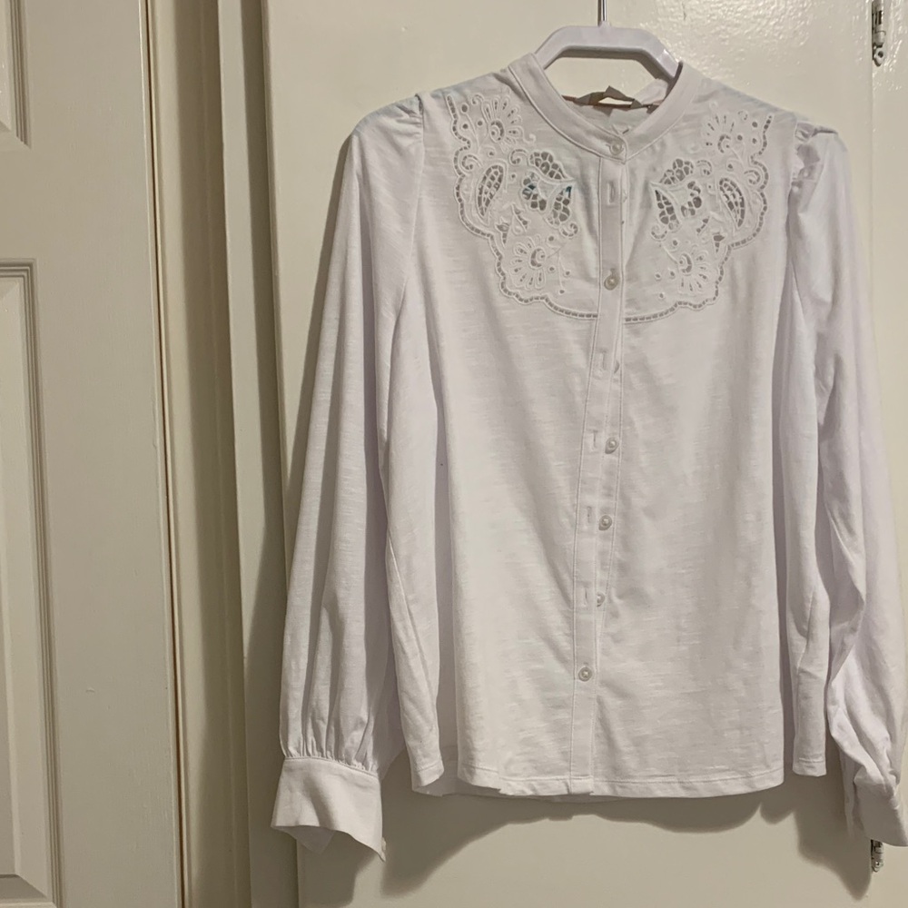 Boden White Embroidered Blouse